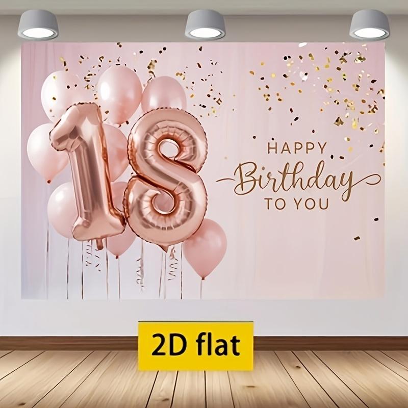 2D plane, a single piece birthday backdrop for 18th birthday, featuring an elegant pink balloon design, yzb
