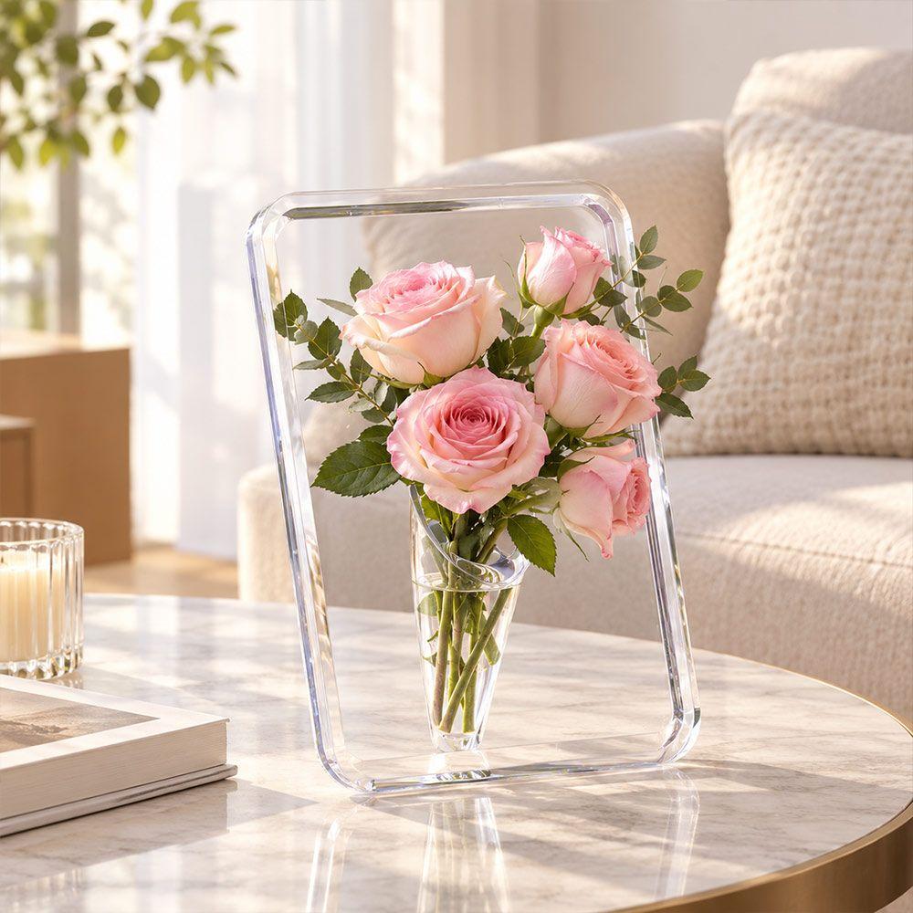 Transparent Frame Vase Photo Frame Shape Vase Art Desktop Ornament Art Ornament Table Decoration