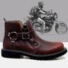 CoolJacket Men's Genuine Leather Waterproof Storm Surge Toe Boots Comfy and Light Outdoor Sport Motorcycle Boots Fashion Cowboy Boots