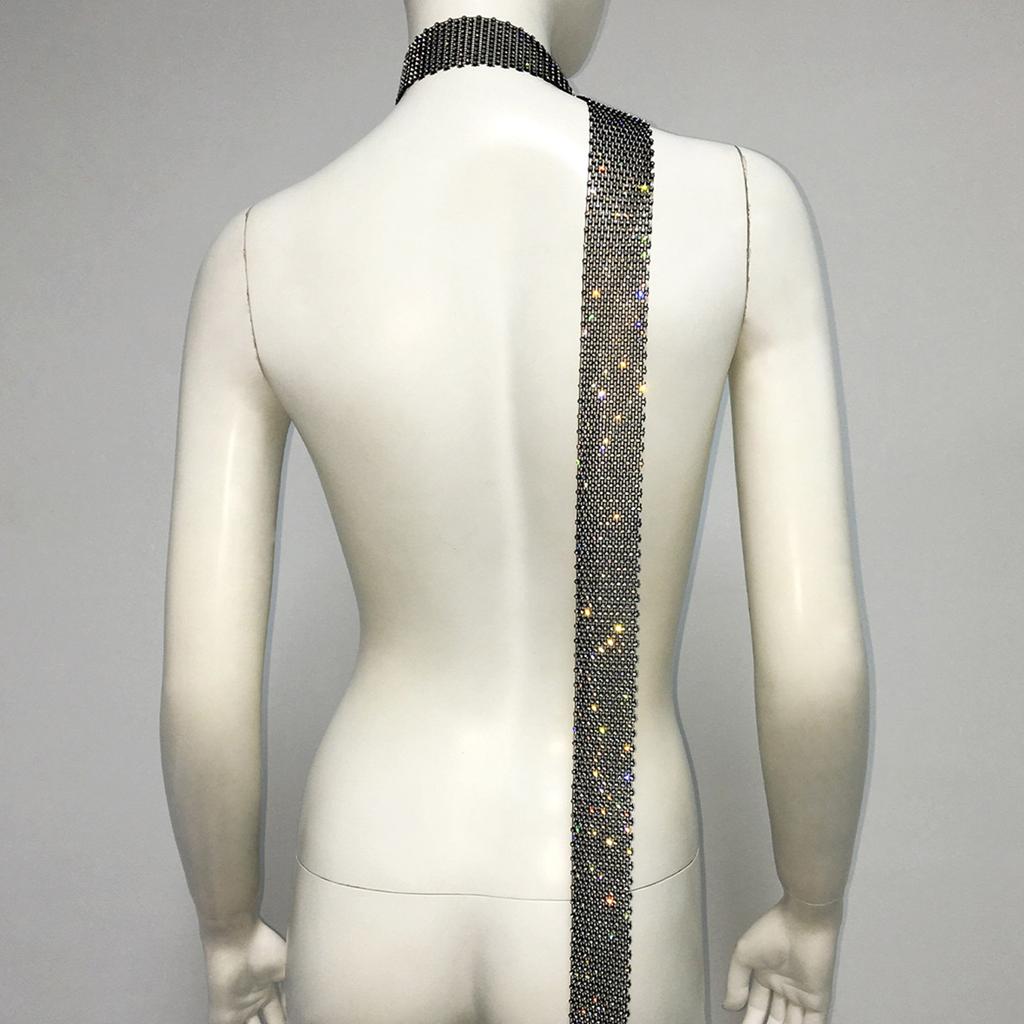 Женский Глиттер Блеск Стразы Пайетки Галстук-шарф для шеи Вечеринка Вечерний Длинный Тонкий Узкий Галстук Шали Косынка