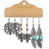 Antique Sliver-Plated Hollow Alloy Geometric Dangle Indian Earrings For Women Gypsy Zircon Boho Ethnic Leaf Bell Tassel Earring
