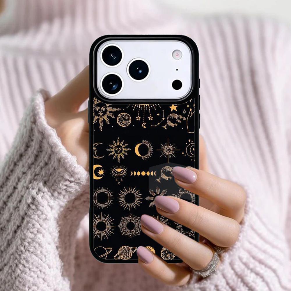 Celestial Mosaic Sun Moon Phone Case For Apple iPhone 17 Air 16E 15 14 Plus 13 12 11 Pro Max Mini Funda Cover