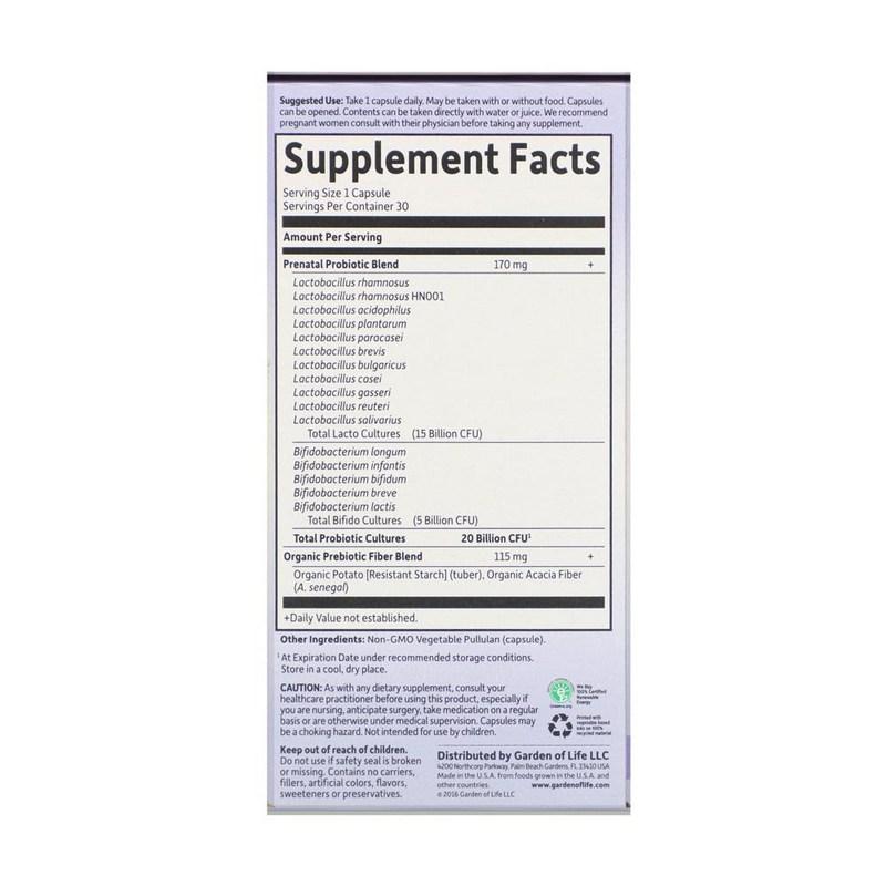 Garden of Life Беременность Lactobacillus Женский Lactobacillus 20 млрд КОЕ 30 капсул, запас на 4 недели, 30 таблеток, 2 единицы