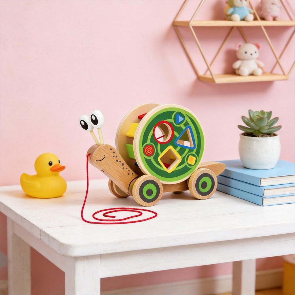Wooden Pull Toy Frog Family For Toddlers Kids Baby Boys Girls Learning Active Play