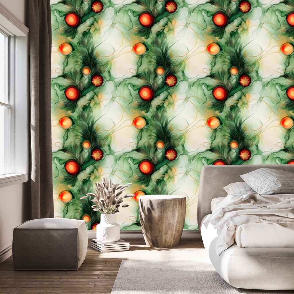 Ink Green, Bottle Green and Lime Wallpaper 50x1000