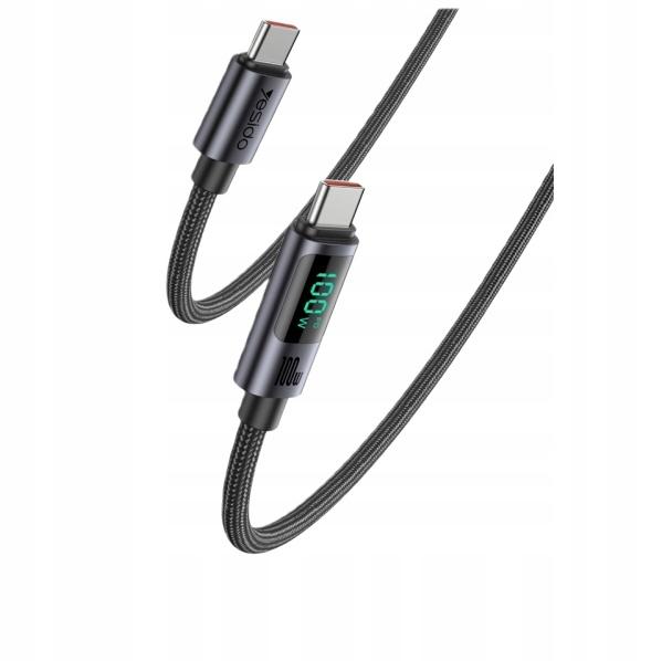Yesido Ca158 Usb-C Type-C Cable With Digital Display 1.2M Black