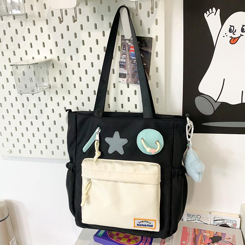 Tutorial Bag Tutorial Bag Carrying Book Bag Girls and Children Primary School Students Contrasted Color Handbag One Shoulder Crossbody Bag