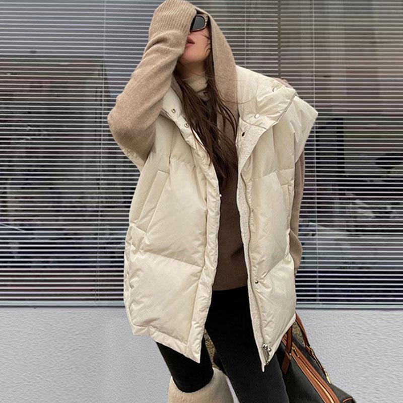 Женский жилет на молнии для офиса, свободный толстый теплый жилет с подкладкой, зимний пуховый хлопковый жакет без рукавов