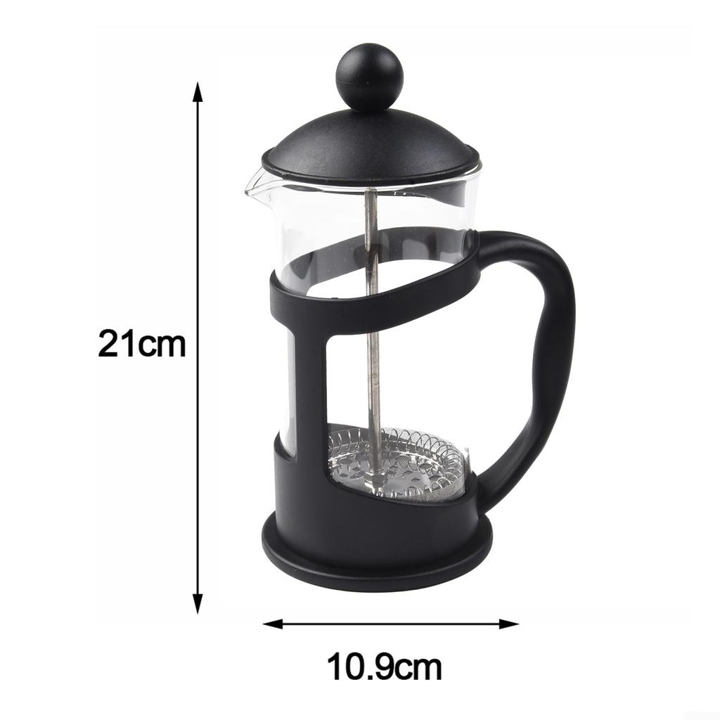 Кофейник 16x7,7 см. Пресс для кофе, 1 шт., черный, прозрачный