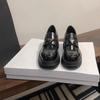 Мокасины женские на платформе в британском стиле, маленькие кожаные туфли, стандартная модель 2024 года, новые кожаные туфли с толстым каблуком, черные одинарные туфли