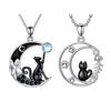 Cat Moon Necklace Black Cat Moonstone Necklace for Women Gothic Jewelry Gift for Mother's Day Anniversary
