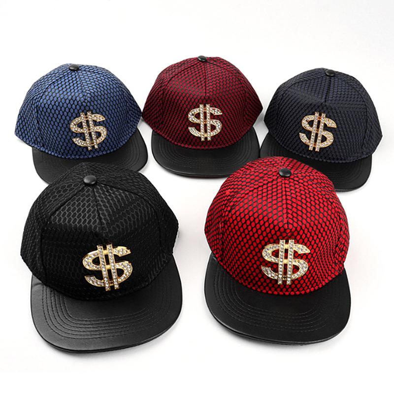 Крутая бейсболка в стиле хиппи с плоскими полями, кепка дальнобойщика в стиле панк с золотым знаком доллара, кепка Snapback для повседневного отдыха и спорта на открытом воздухе