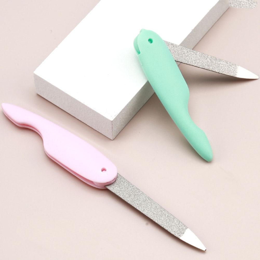 Мини-складная пилочка для ногтей в форме птицы, промытая и полированная, маникюрная, двухсторонняя, материал ABS, двойной пластиковый ноготь I7K5