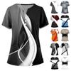 Women's Fashion V-neck Short Sleeve Workwear With Pockets Printed Tops Summer Tops For Women