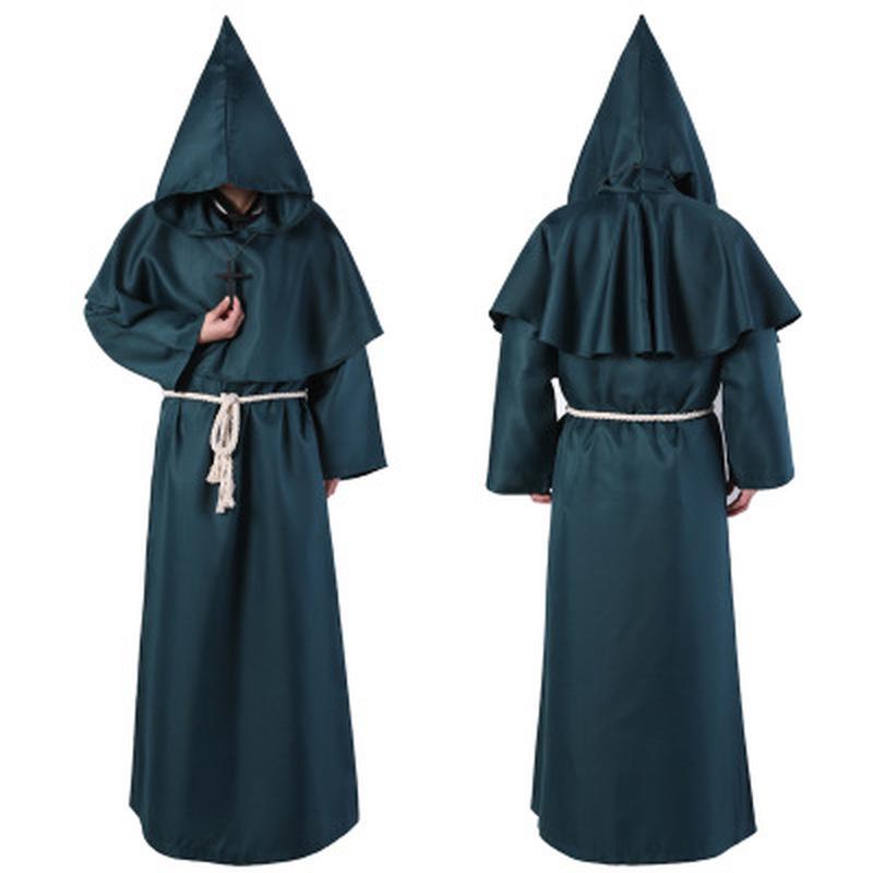 Wizard Costume Cosplay Medieval Monk Friar Robe Priest Costume Ancient Clothing Christian Suit
