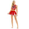 Women Japanese Schoolgirl Cosplay Uniform Girl Sexy Lingerie Sleeveless Crop Top with Mini Pleated Skirt Cheerleader Costume Set