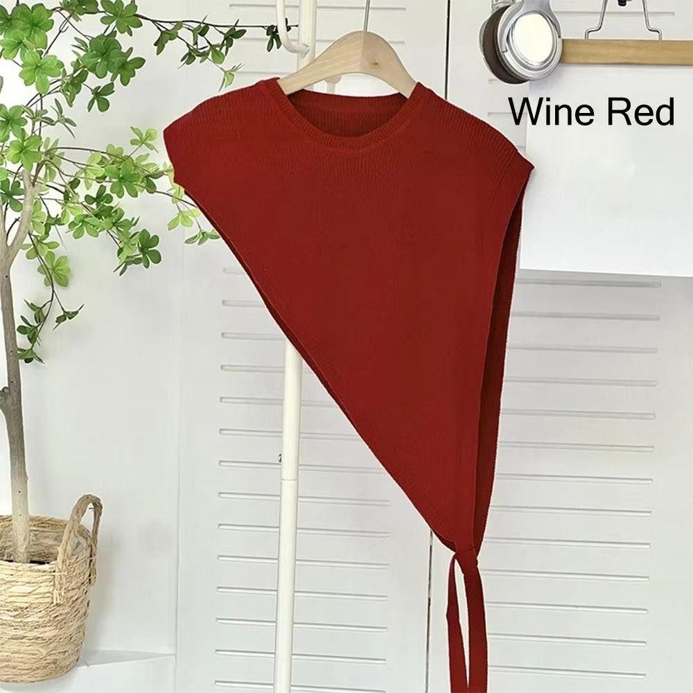 Fashion Women's Knitted Shawl Niche Design Vest Skew Triangle Shawl Crossbody Shawl for Blouse