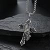 Vintage Catholic Prayer Cross Pendant Necklace for Men Stainless Steel Biker Amulet Prayer Hands Necklace Jesus Jewelry Gift