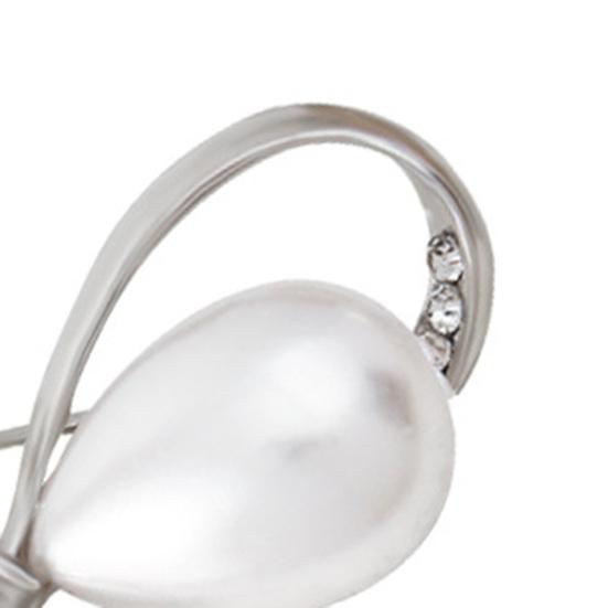 Women Brooch Faux Pearl Hollow Bow Decor Stainless Exquisite Vintage Anti-slip Wear-resistant Coat Collar Hat