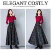 High Waist Woolen A-line Long Skirt - Women's Waist Slimming Big Swing Design