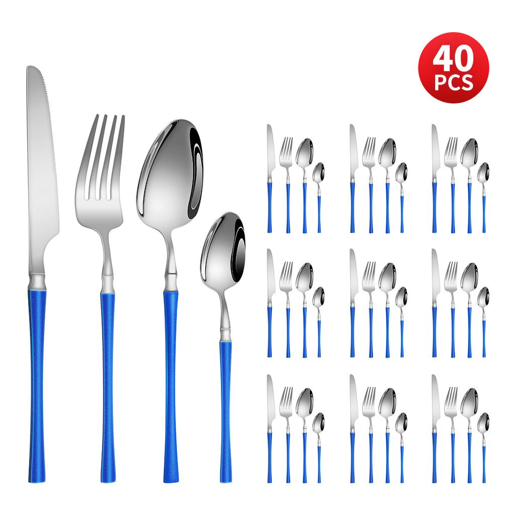 Нержавеющая сталь с небольшой талией, нож для западной еды/стейка, вилка и ложка, десертная ложка, столовые приборы, набор из 24 предметов, подарочный набор