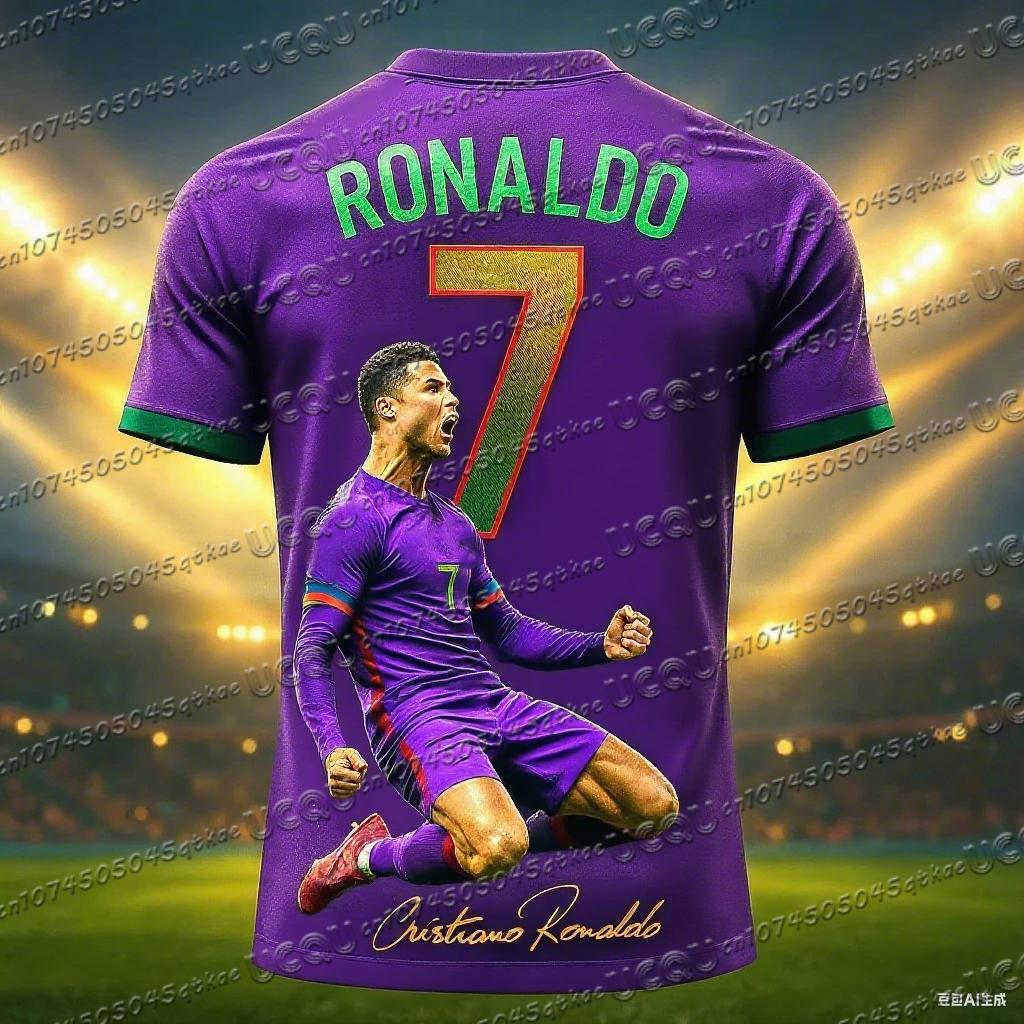 Football Jersey 3d Printed NO.7 Ronaldo Boys Girls Training Kids Sports Breathable Short Sleeve Children's T-shirt