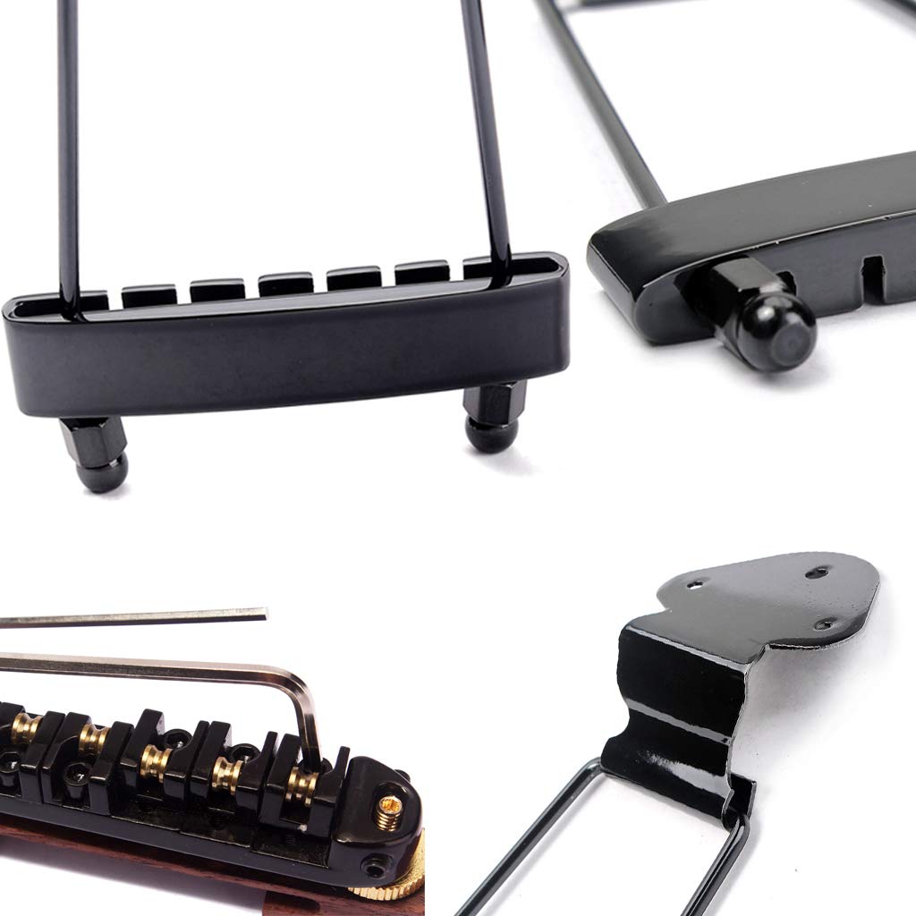 Ogdni 6-струнная гитара трапециевидный струнодержатель бридж и роликовый бридж для джазовой гитары Archtop черный Tune-o-matic замена,