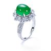 Natural Ice Transparent Chloronyx Agate Retro Style Full Of Diamond Open Ring Female Oval Egg Face Ring Jewelry