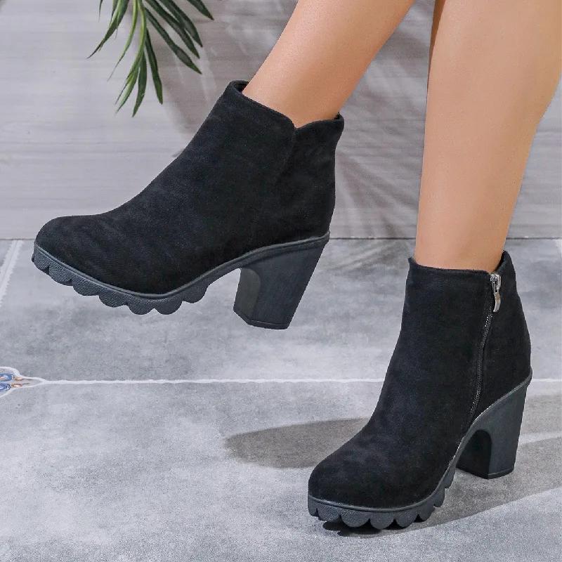 Women Platform Boots Women's Ankle Boots Autumn Elegant Faux Suede Elegant Concise Solid Colors High Heel Ankle Boots