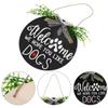 House Number Flower Wreaths for Front Door Emblems Decor Round Pet Pendant Delicate Welcome Sign Board Tag Decorate