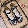 New Women's Embroidered Shoes Single Shoes Flower Cloth Shoes Women's Cheongsam Shoes Shoe Buckle White Red Black Shoes Matching