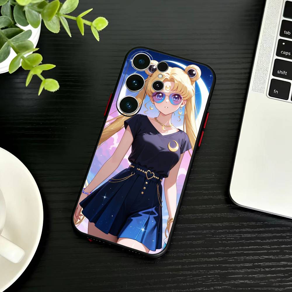 Мультяшный чехол для телефона S-Sailor M-Moons Для Samsung S26,S25,S24,S23,S22,S21,S20,Plus,Fe,Lite,Другие Черный чехол