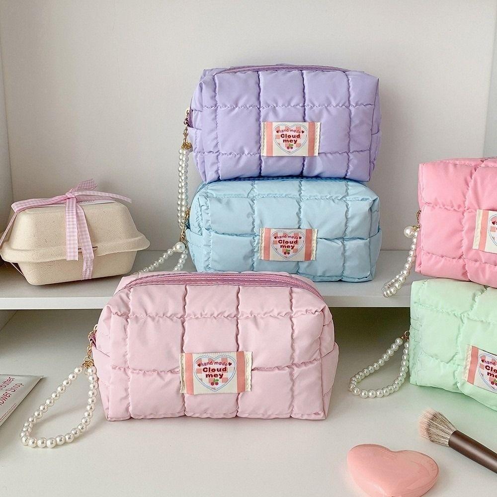Pen Bag Korean Pencil Case with Pearl Lanyard Pencil Pouch  Stationery Holder