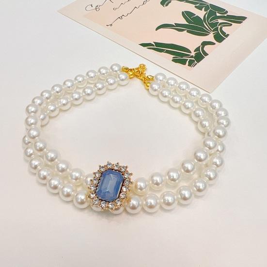 Ожерелье для питомца Сверкающие стразы Ожерелье из искусственного жемчуга для питомца Стильное двухслойное ожерелье для собак кошек Товары для питомцев