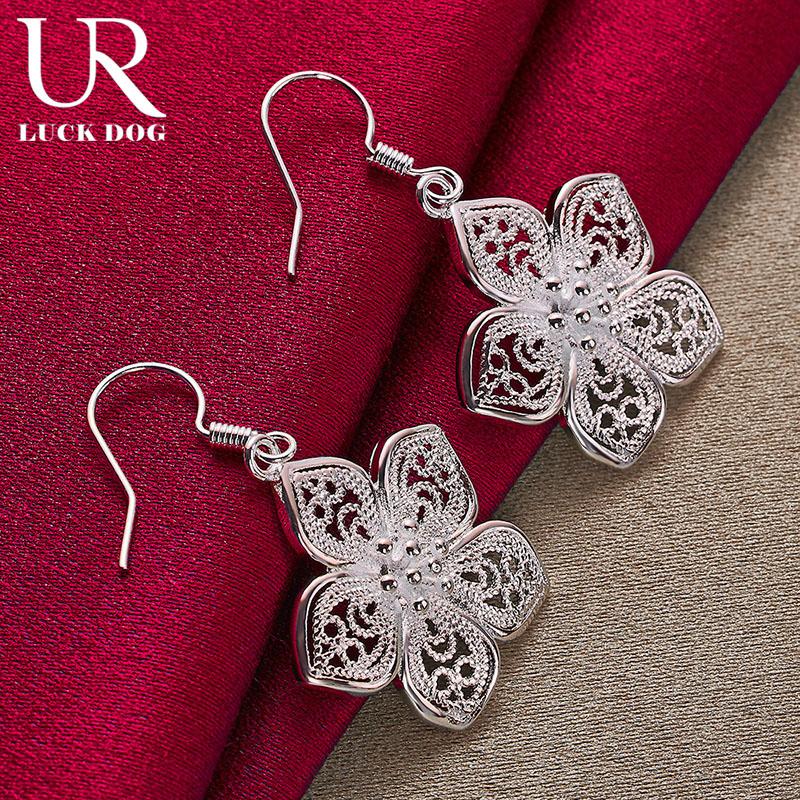 Серьги-подвески в виде цветка и звезды из стерлингового серебра 925 пробы, модные свадебные украшения