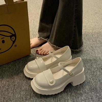 Туфли Мэри Джейн на толстом французском каблуке с толстой подошвой 2024 года, новый стиль, мода, универсальные, удобные, высокие каблуки