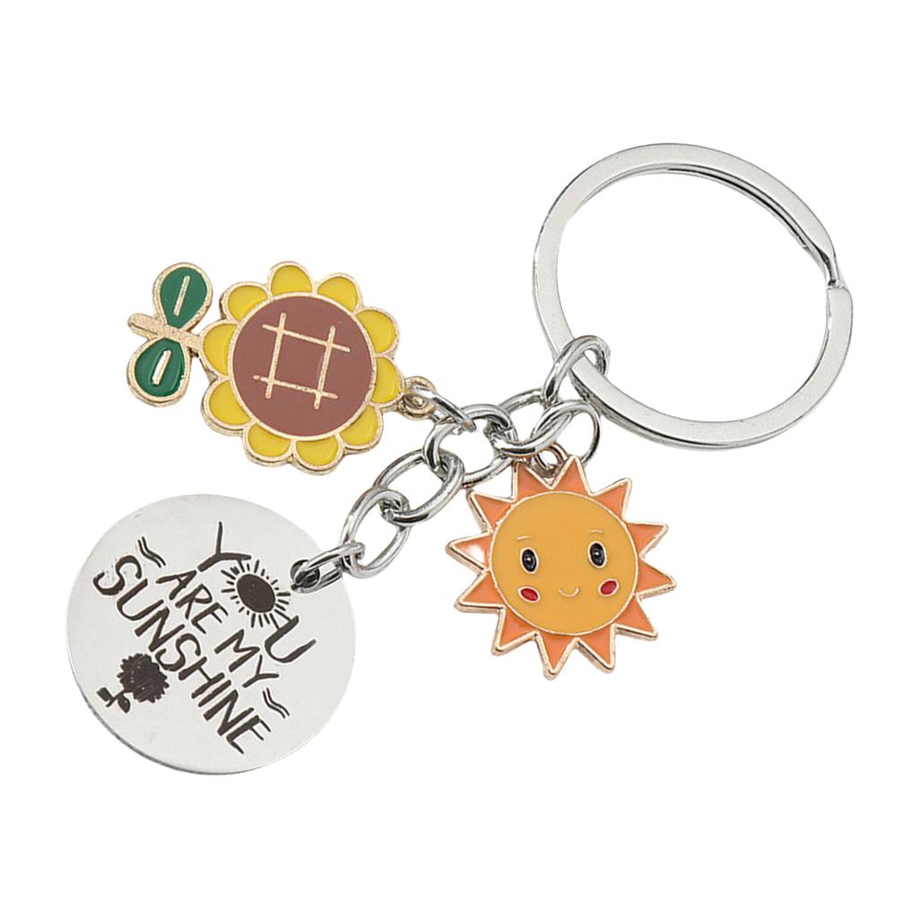 Sun Motto Keychain Pendant Charm Stainless Steel Keychain With Inspirational Sun Design For Daily Use And Gift Giving