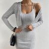 Autumn & Winter Women's Long-Sleeve Knitted Cardigan Dress Set