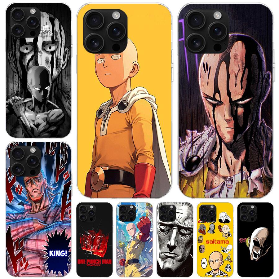 One P-Punch-Man Saitama King Soft Phone Case For IPhone 11 17 Air 16E 16 Pro Max 15 + 14 Plus 13 Mini 12 Apple 7 SE 8 Fundas Coq