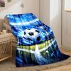 A bright football-themed pattern with a ball, trophy, cleats, and stadium. for all seasons blanket lunch break throw gift