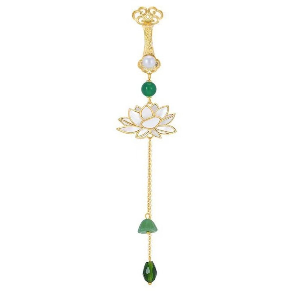 Long Tassel Chinese Style Brooch Electroplating Retro Lotus Brooch  Party Jewelry