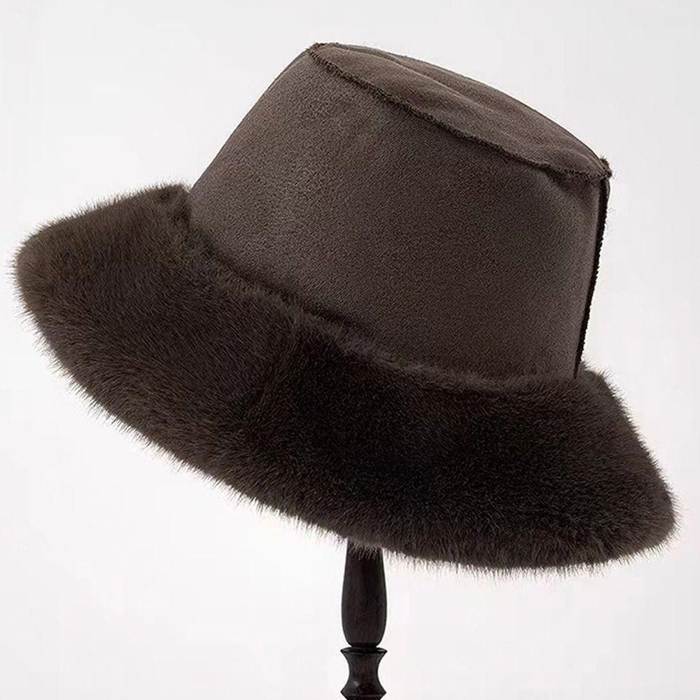Furry Winter Furry Hat Oversize Plush Hat Cute Fisherman's Hat Winter