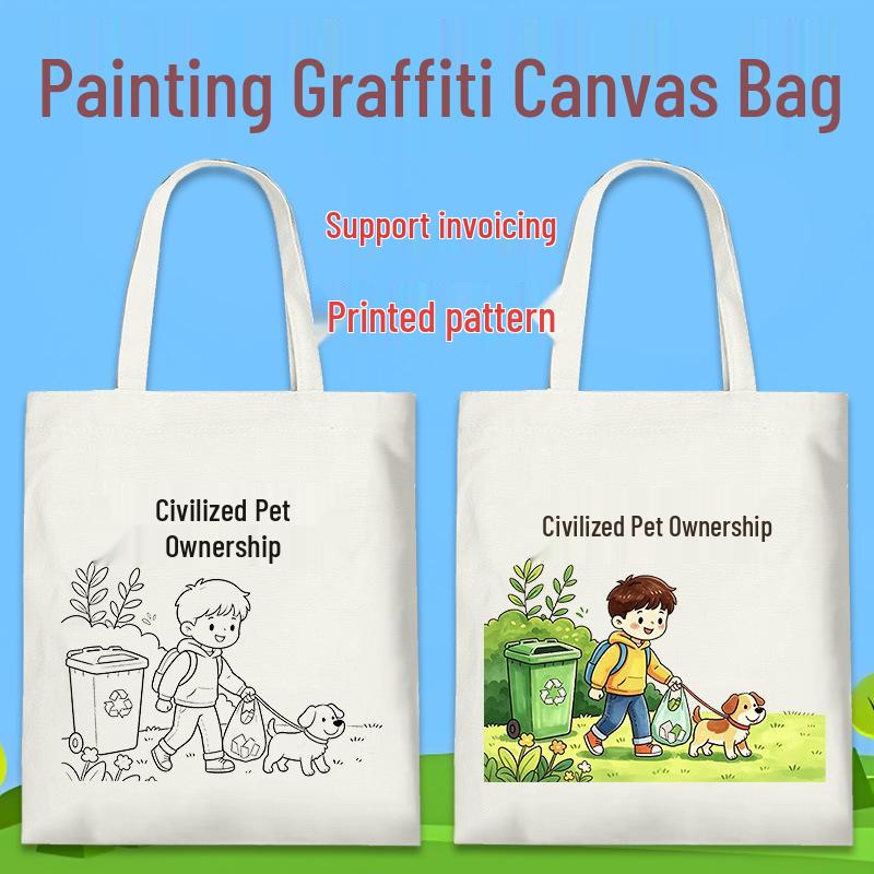 Civilized Dog Ownership DIY Eco-Friendly Hand-Painted Canvas Bag with Optional Logo