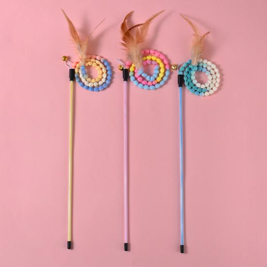 Игрушка для кошки Гусеница Дразнилка для кошки Цветная палочка-дразнилка Палочка-дразнилка Интерактивная игрушка для кошки Забавная перьевая Принадлежности для кошек Аксессуар для кошки