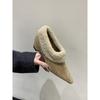 Autumn and winter new versatile single shoes velvet warm cotton shoes heightened gray pointed retro fluffy shoes short boots