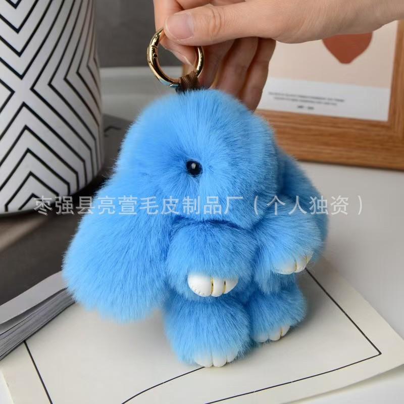 New Style 15cm Women's Rabbit Fur Keychain Bag Car Pendant Jewelry Decoration Fashionable Accessory for Bags and Gifts