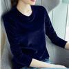 2026 Spring Autumn Women European and America Trend Slim Gold Velvet Bottoming Shirt Korean Temperament Gentle Loose Warm Long Sleeve Shirt