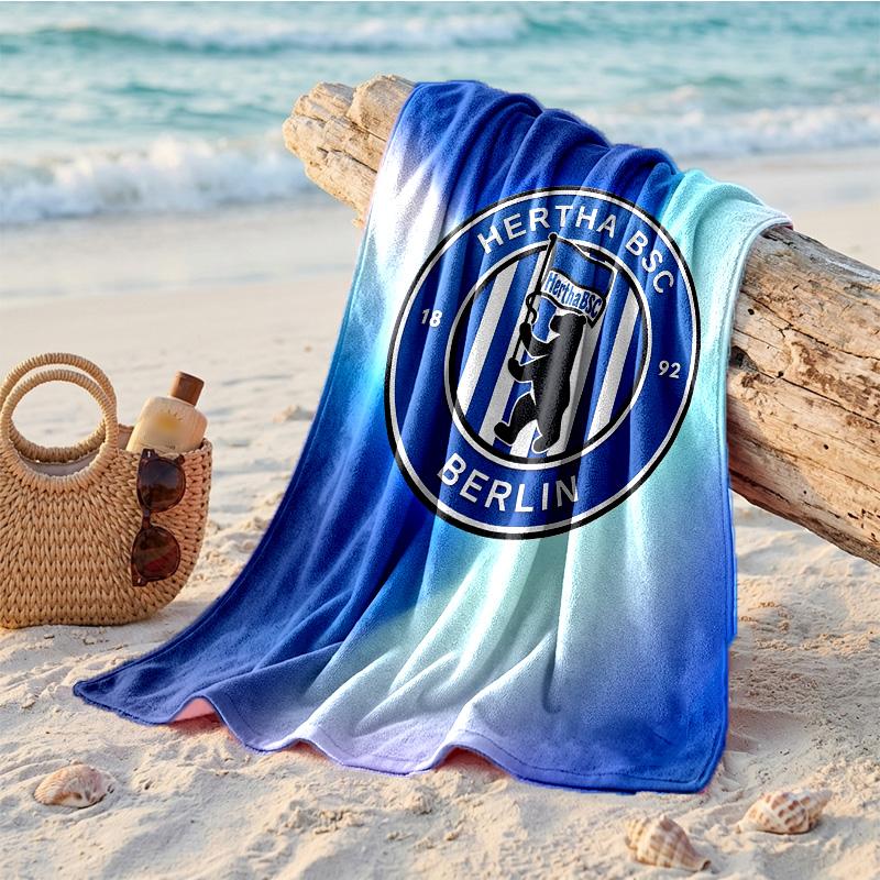 Hertha BSC FC Печатное Микрофибровое Пляжное Полотенце Быстросохнущее Впитывающее Большое Полотенце Для Пляжа Плавания Путешествий