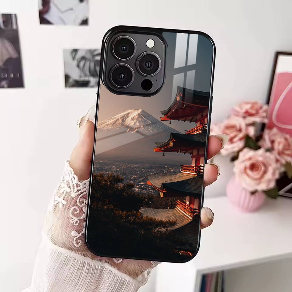 Чехол для телефона с закатом над горой Фудзи Для iPhone 17,16,15,14,13,12,Plus,Pro,Max Для Magsafe Магнитная Беспроводная Зарядка