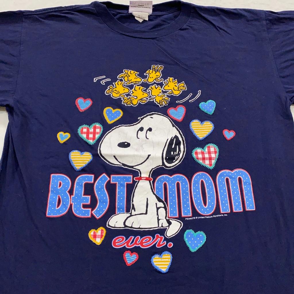 vintage 90s SNOOPY BEST MOM EVER CARTOON T-Shirt LARGE woodstock peanuts soft